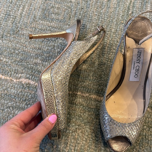 Jimmy Choo Sparkly Silver Heels - Picture 13 of 15